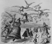 Le voyage des cloches à Rome gravure de Granville