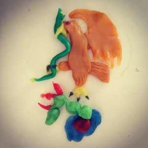 beeswax 'bandera': the eagle, snake in beak, on the nopal on lake Texcoco